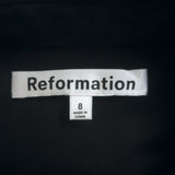 Reformation Long Sleeve Mini Shirtdress Rana Black Stretch Cotton Size 8