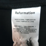 Reformation Long Sleeve Mini Shirtdress Rana Black Stretch Cotton Size 8