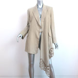Oscar de la Renta Guipure Lace-Embroidered Linen Asymmetric Blazer Beige Size 8