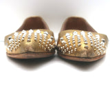 Gucci Studded Cap Toe Ballet Flats Gold Metallic Leather Size 37.5