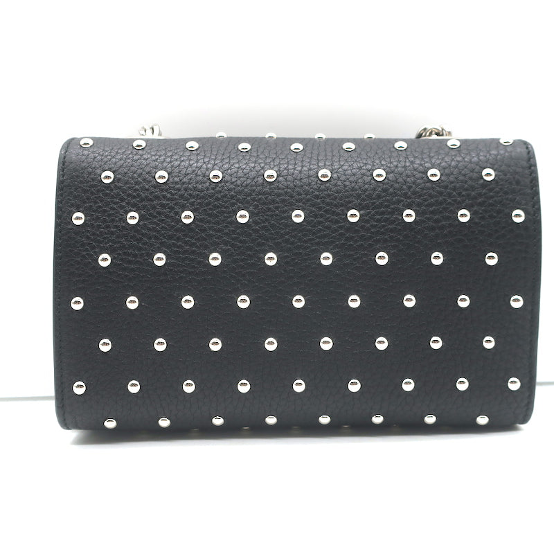 Gucci Miss Bamboo Studded Small Crossbody Black Leather Chain Strap Shoulder Bag
