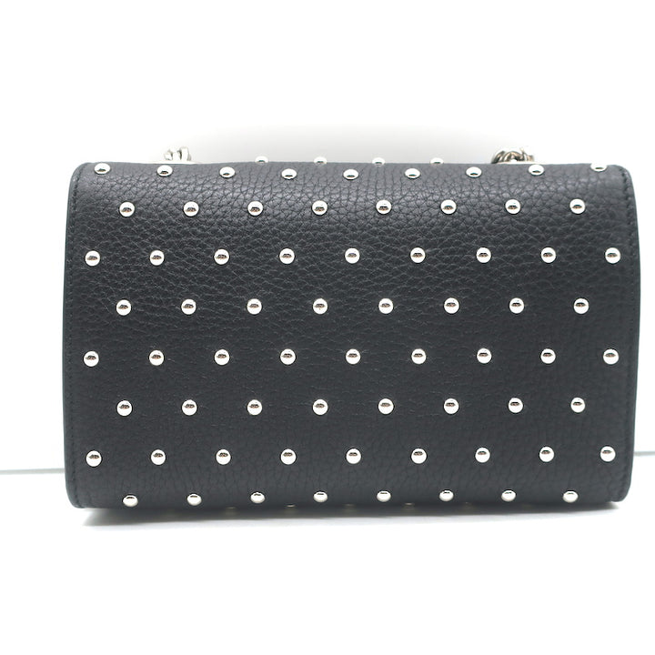 Gucci Miss Bamboo Studded Small Crossbody Black Leather Chain Strap Shoulder Bag