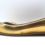 Gucci Studded Cap Toe Ballet Flats Gold Metallic Leather Size 37.5