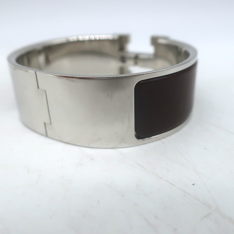 Hermes Clic Clac H PM Bracelet Dark Brown Enamel Palladium Hardware