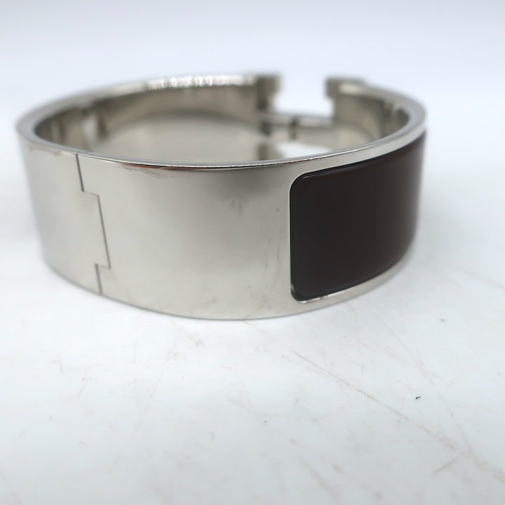 Hermes Clic Clac H PM Bracelet Dark Brown Enamel Palladium Hardware