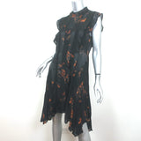 AllSaints Fleur Asymmetric Dress Black Satin-Paneled Georgette Size US 6