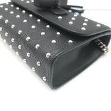 Gucci Miss Bamboo Studded Small Crossbody Black Leather Chain Strap Shoulder Bag