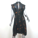 AllSaints Fleur Asymmetric Dress Black Satin-Paneled Georgette Size US 6