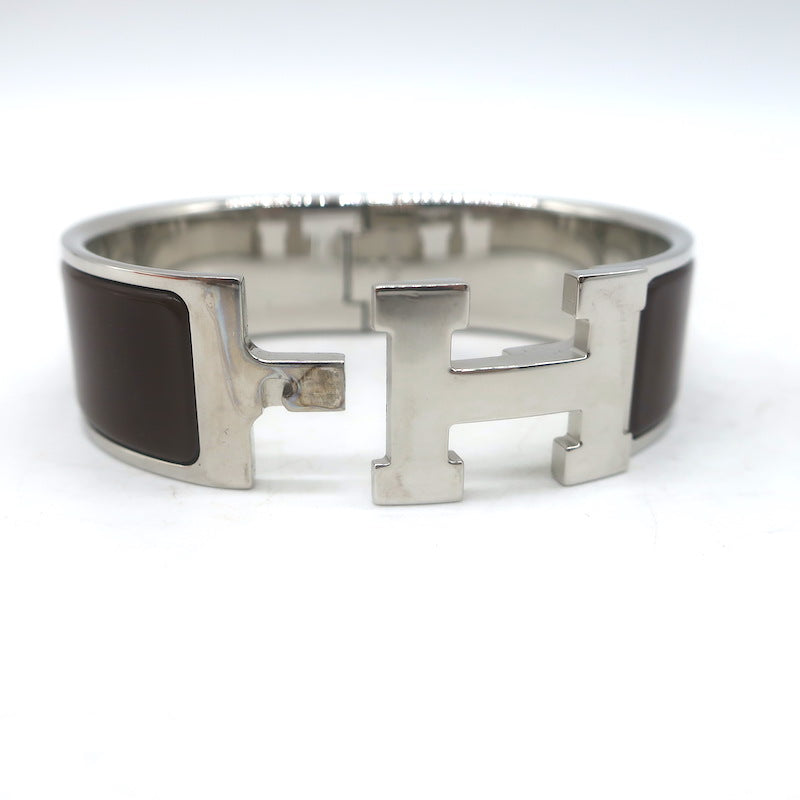 Hermes Clic Clac H PM Bracelet Dark Brown Enamel Palladium Hardware