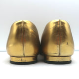Gucci Studded Cap Toe Ballet Flats Gold Metallic Leather Size 37.5
