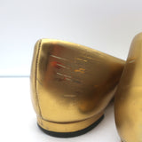 Gucci Studded Cap Toe Ballet Flats Gold Metallic Leather Size 37.5