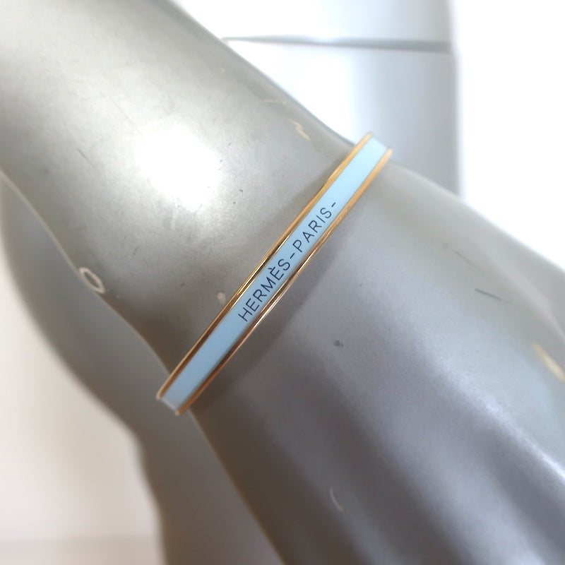 Hermes Uni Bangle Bracelet Bleu Orage Enamel Size 65 US Small