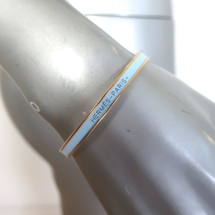Hermes Uni Bangle Bracelet Bleu Orage Enamel Size 65 US Small