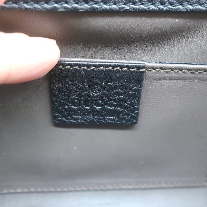 Gucci Miss Bamboo Studded Small Crossbody Black Leather Chain Strap Shoulder Bag