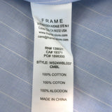 FRAME Ruched Puff Sleeve Shirt Chambray Blue Striped Cotton Size Small