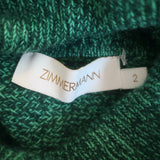 Zimmermann Fringed Turtleneck Sweater Emerald Cashmere-Wool Size 2