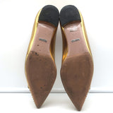 Gucci Studded Cap Toe Ballet Flats Gold Metallic Leather Size 37.5