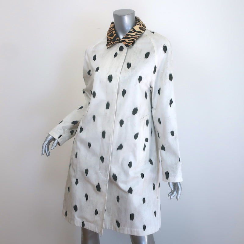 Burberry Carrington Dalmation Print Car Coat Off-White Cotton Size US 2