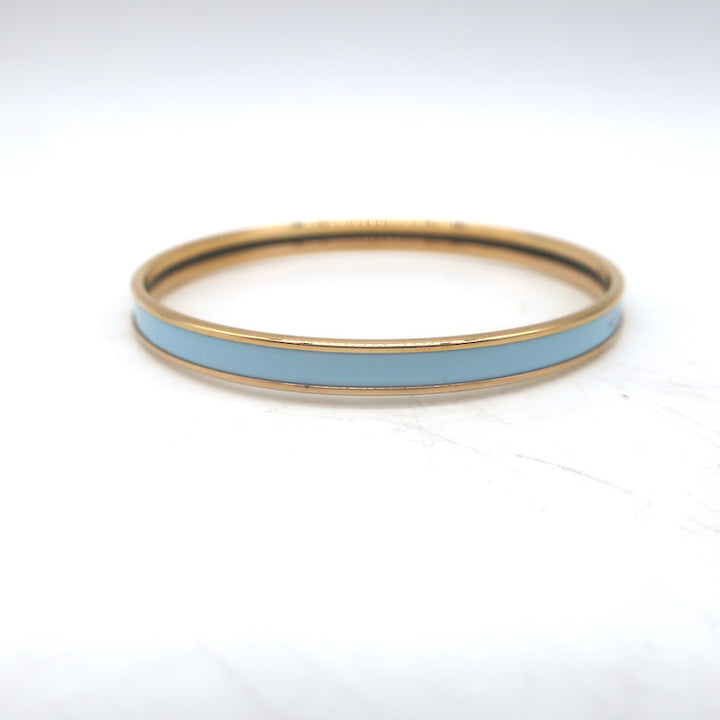 Hermes Uni Bangle Bracelet Bleu Orage Enamel Size 65 US Small