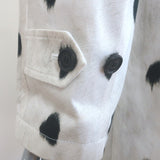 Burberry Carrington Dalmation Print Car Coat Off-White Cotton Size US 2