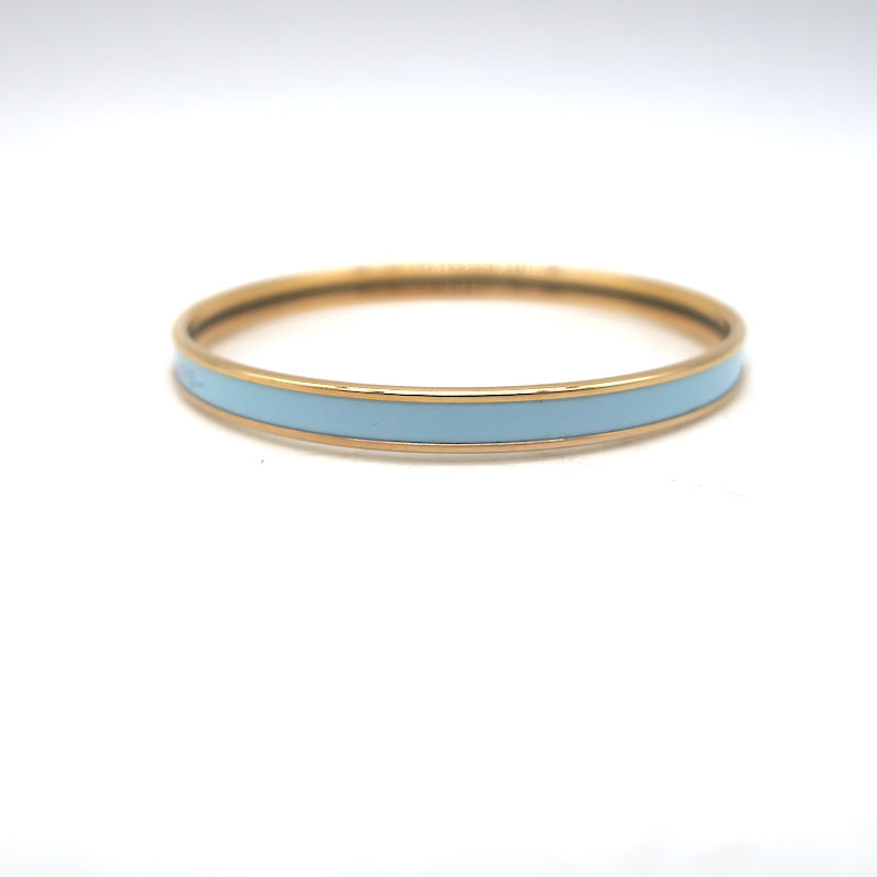 Hermes Uni Bangle Bracelet Bleu Orage Enamel Size 65 US Small