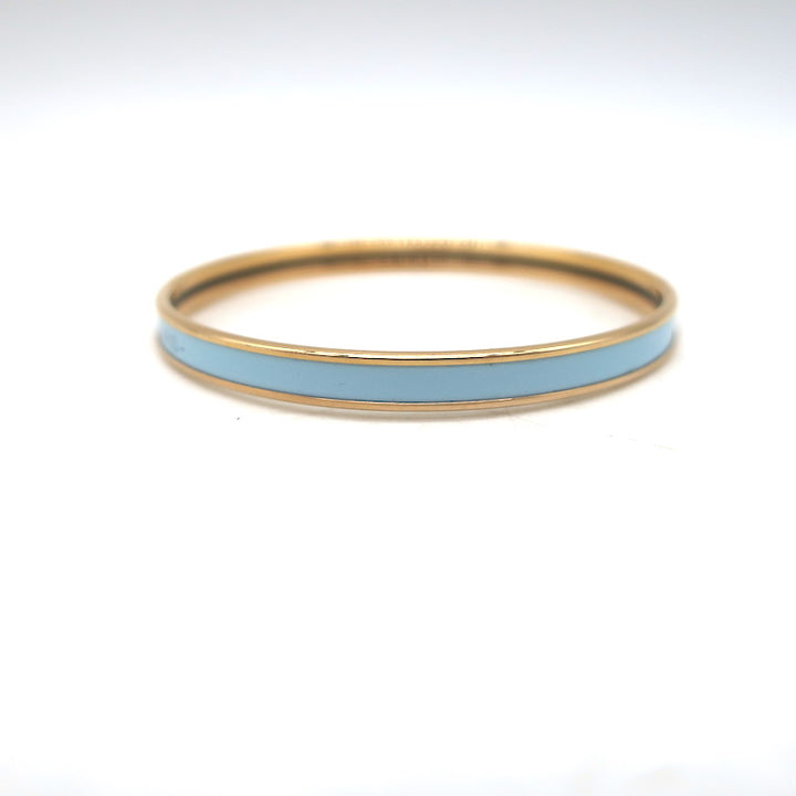 Hermes Uni Bangle Bracelet Bleu Orage Enamel Size 65 US Small