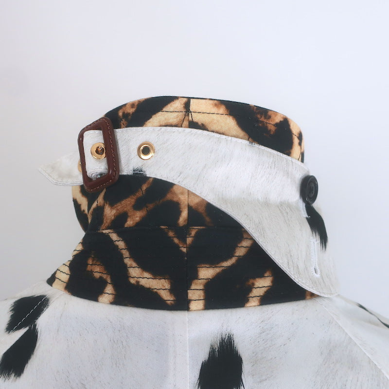 Burberry Carrington Dalmation Print Car Coat Off-White Cotton Size US 2