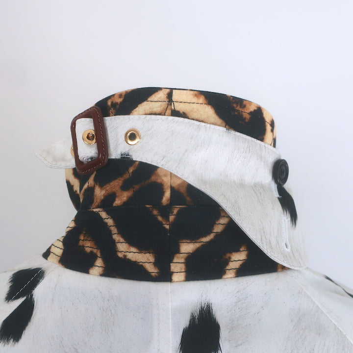 Burberry Carrington Dalmation Print Car Coat Off-White Cotton Size US 2