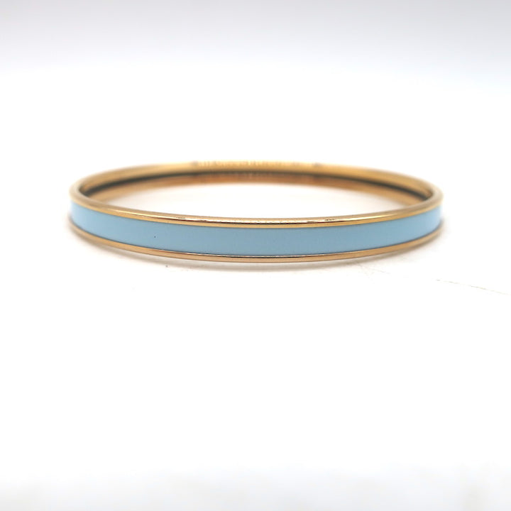 Hermes Uni Bangle Bracelet Bleu Orage Enamel Size 65 US Small