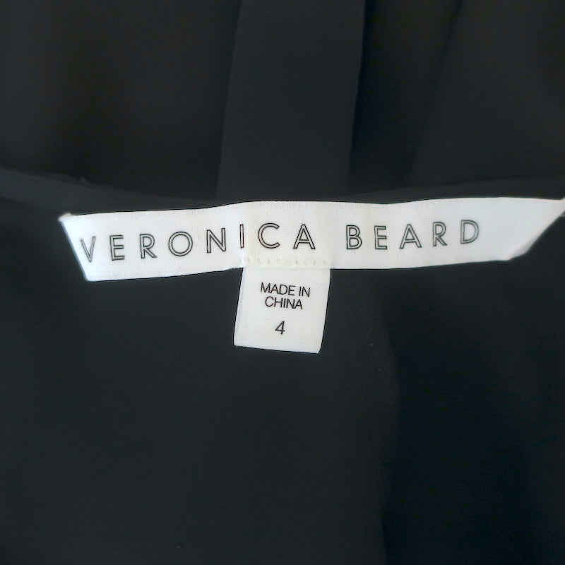 Veronica Beard Mia Ruffle Blouse Black Silk Size 4 Long Sleeve Top