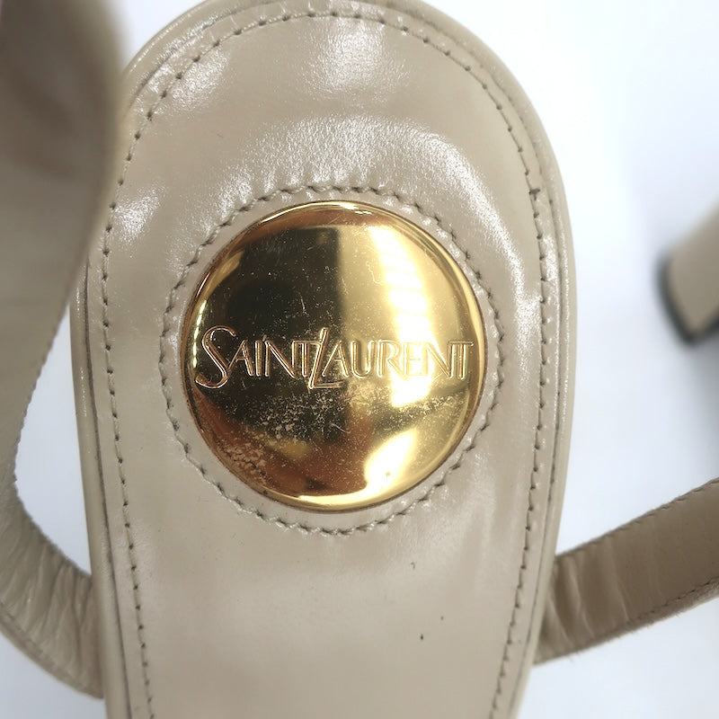 Saint Laurent Franciane Platform Sandals Marble White Patent Leather Size 36