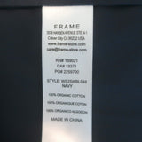 FRAME The Gathered Puff Sleeve Top Navy Cotton Poplin Size Small