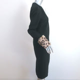 Tom Ford Leopard Calf Hair Cuff Dress Black Crepe Size 44