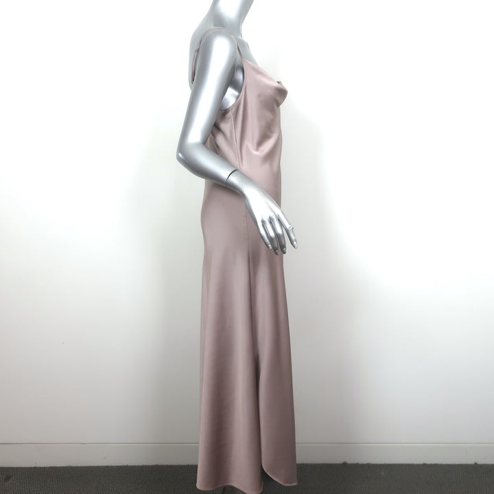 AllSaints Hadley Midi Slip Dress Dusty Pink Stretch Satin Size US 8