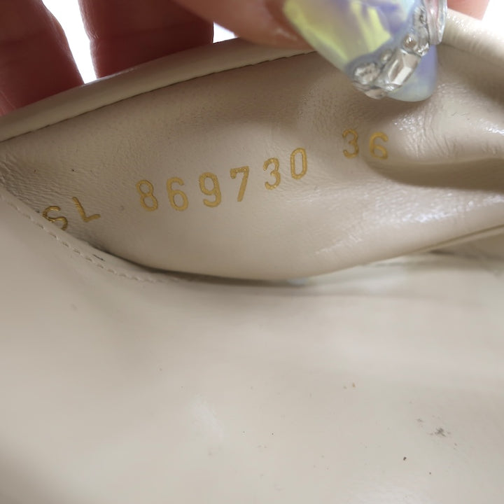 Saint Laurent Franciane Platform Sandals Marble White Patent Leather Size 36