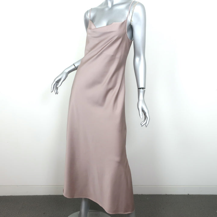 AllSaints Hadley Midi Slip Dress Dusty Pink Stretch Satin Size US 8