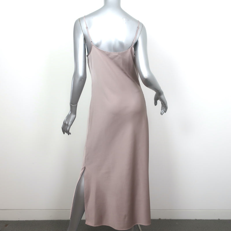 AllSaints Hadley Midi Slip Dress Dusty Pink Stretch Satin Size US 8
