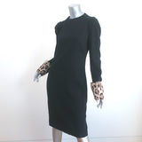 Tom Ford Leopard Calf Hair Cuff Dress Black Crepe Size 44
