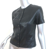 T by Alexander Wang Leather Shirt Black Size Small Short Sleeve Top