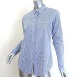 Nili Lotan Striped Button-Up Shirt Blue/White Cotton Size Small Long Sleeve Top