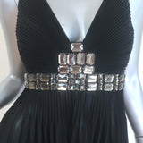 Just Cavalli Crystal-Embellished Pleated Tank Top Black Silk Size 46