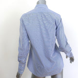 Nili Lotan Striped Button-Up Shirt Blue/White Cotton Size Small Long Sleeve Top