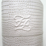 Fendi Karligraphy Crocodile-Embossed Riding Boots Cream Leather Size 38.5 NEW