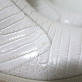 Fendi Karligraphy Crocodile-Embossed Riding Boots Cream Leather Size 38.5 NEW