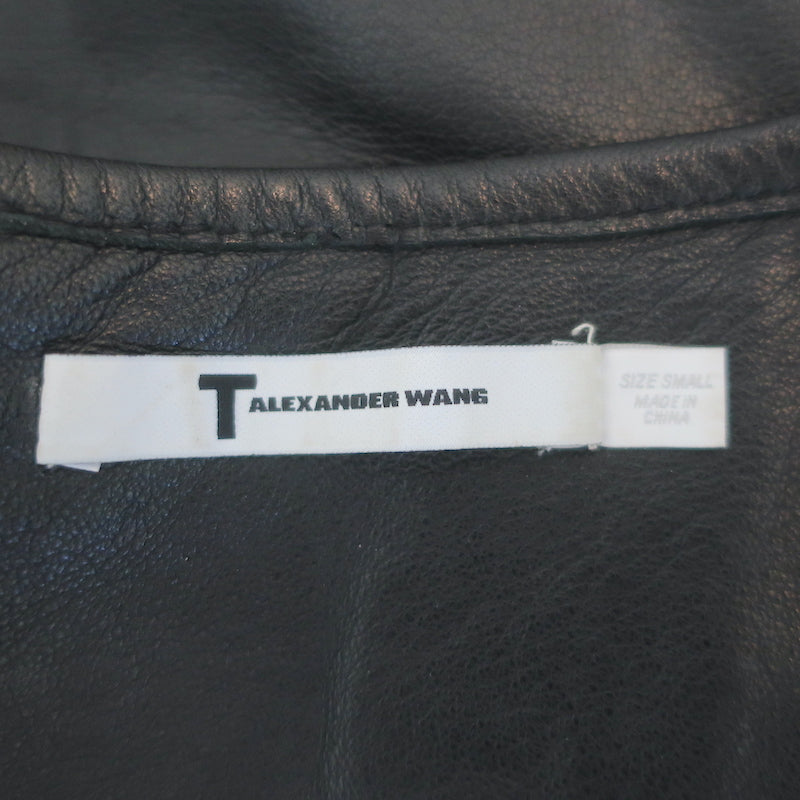 T by Alexander Wang Leather Shirt Black Size Small Short Sleeve Top
