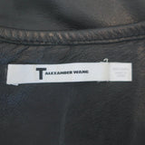 T by Alexander Wang Leather Shirt Black Size Small Short Sleeve Top