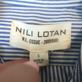 Nili Lotan Striped Button-Up Shirt Blue/White Cotton Size Small Long Sleeve Top