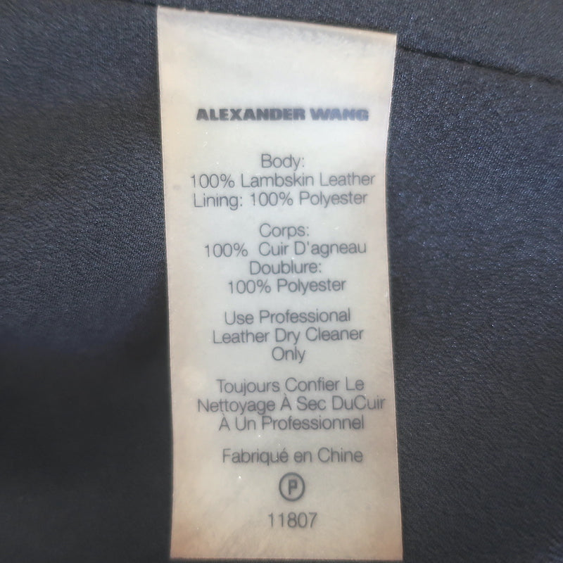 T by Alexander Wang Leather Shirt Black Size Small Short Sleeve Top