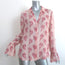 Paige Abriana Blouse Light Pink Floral Print Silk Size Medium Long Sleeve Top