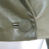 Alice + Olivia Anthony Cropped Faux Leather Blazer Olive Size 0